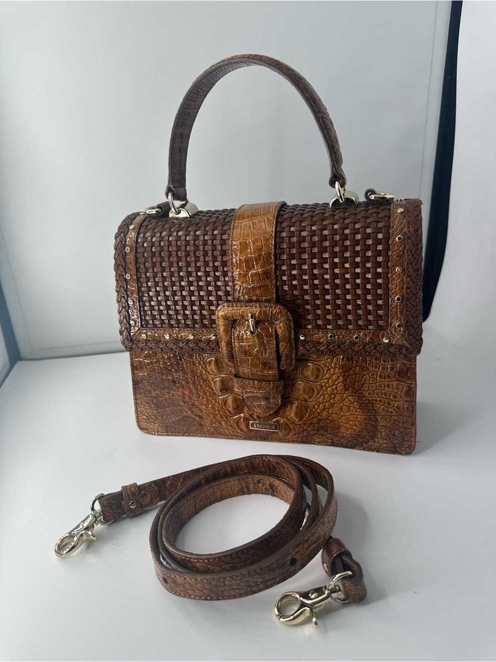 Brahmin mini Francine in tamarind Melbourne leather